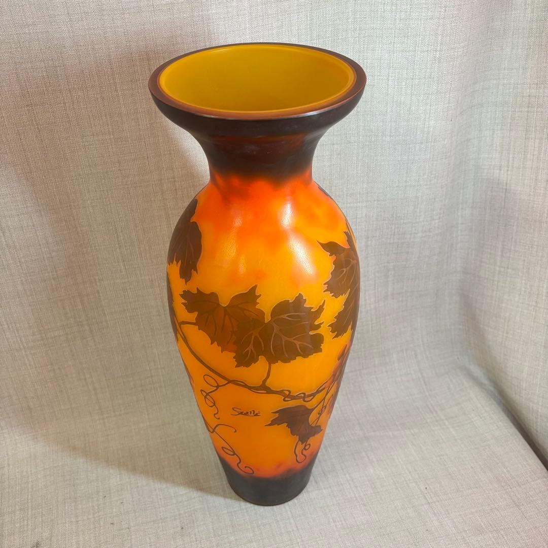 ガレ風 花瓶 ガラス細工 グレープ フラワーベース アンティーク 西洋 欧風 金彩 ガラス 花瓶 チューリップ 硝子 花器 フラワーベース 置物