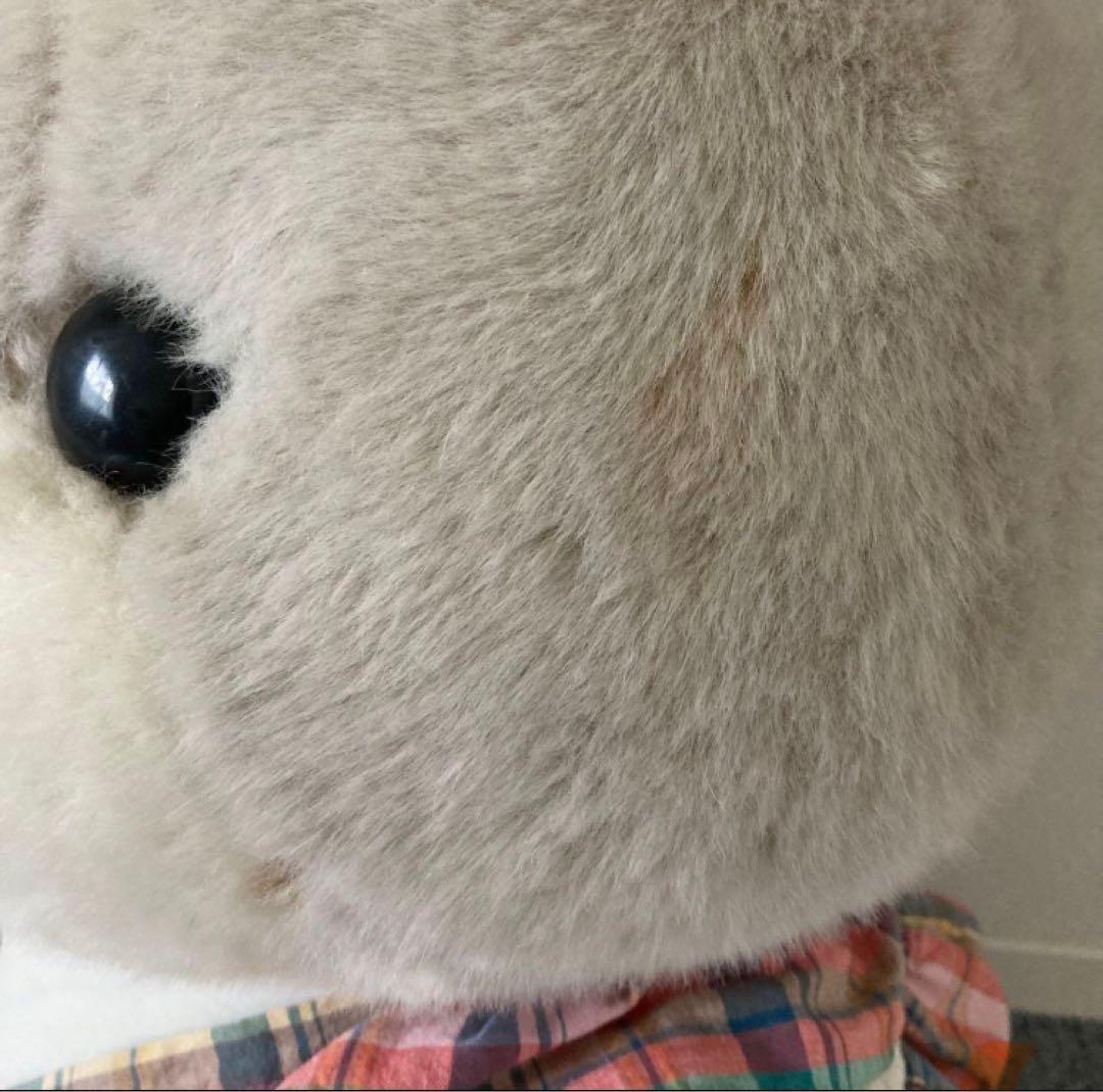 ☆昭和レトロ☆吉徳 グレーのうさぎ ぬいぐるみ チェック柄ドレス