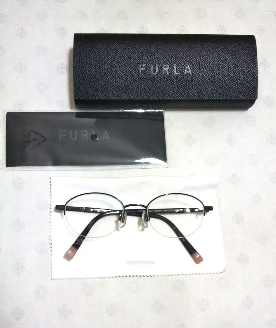 FURLA メガネ 度数入り オーバル 眼鏡 ハーフリム フルラ 美品