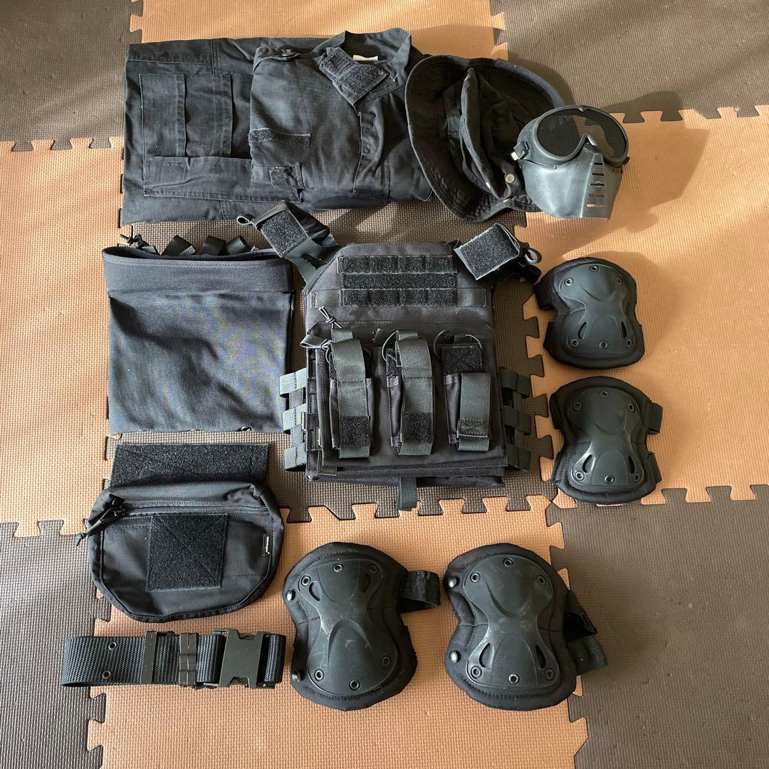 戦闘服とプロテクターセット 黒 楽天市場】SHENKEL 8点セット シェンケル BDU サバゲー 迷彩服 上下
