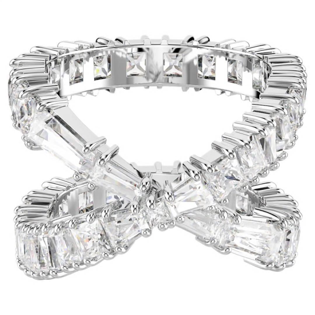 SWAROVSKI Hyperbola インフィニティリング Hyperbola リング, ミックスカット, ホワイト, ロジウム・プレー