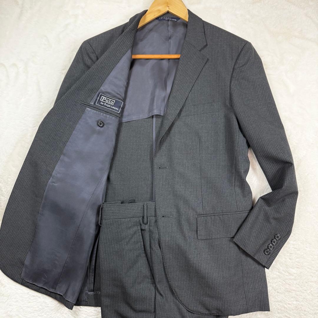 美品 ポロ ラルフローレン スーツ セットアップ シングル ストライプ