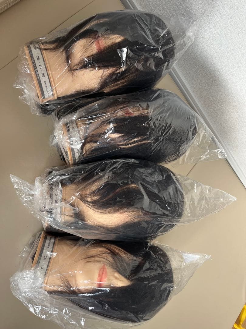 黒ウィッグ6個セット コーム付き 国家試験 国家試験練習用ウイッグ S-27 (メイク有りタイプ・人毛100%)【3日間