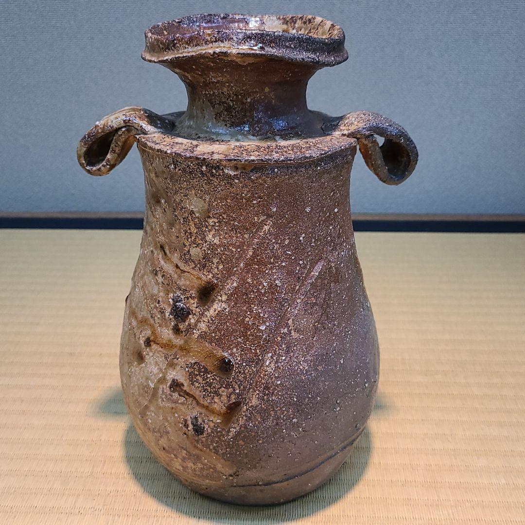 信楽焼 高橋楽斉作 耳付花入 高さ8寸（約24cm） 共箱 本物保証 四代 高橋 楽斎 信楽 花壺｜トレファクONLINE