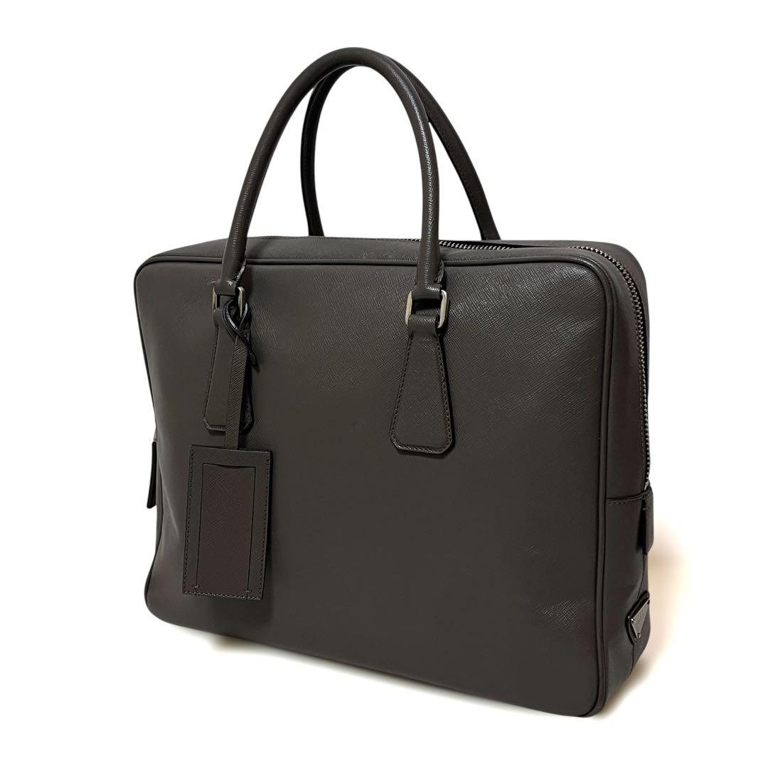 PRADA プラダ ブリーフケース ビジネスバッグ サフィアーノ レザー グレー