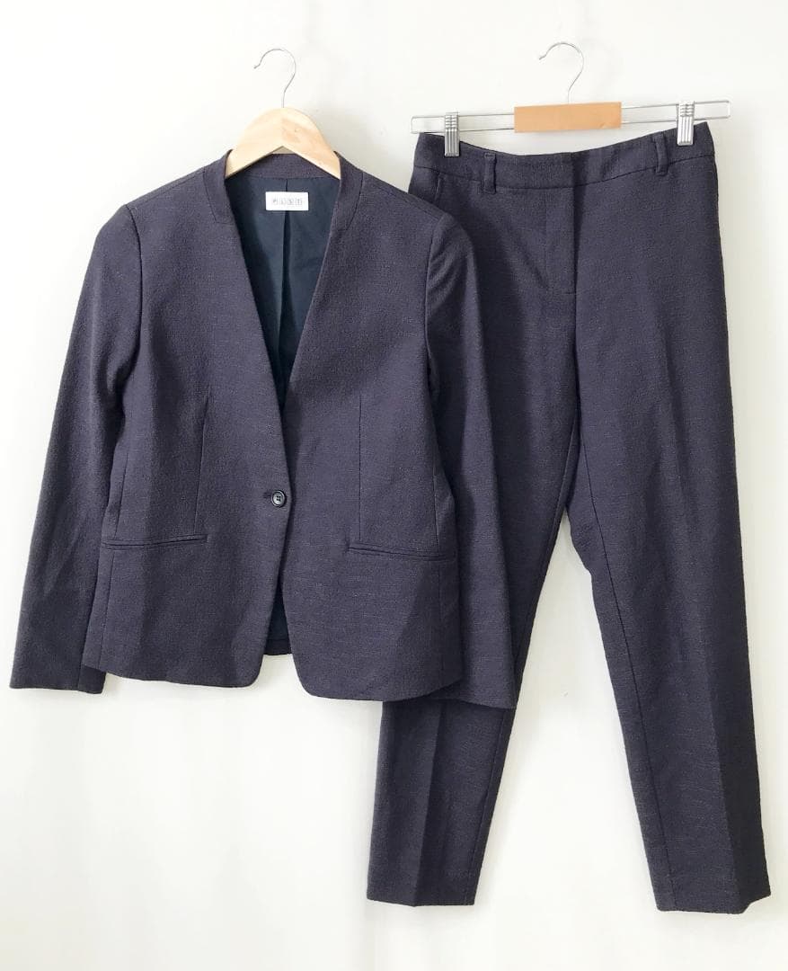 PLST スーツ 上下 スラブストレッチ カラーレスジャケット スティック