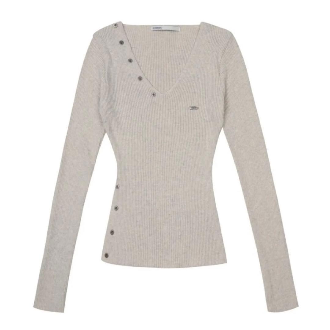 BOHEMSEO BUTTON V-NECK SLIT KNIT ニット 韓国
