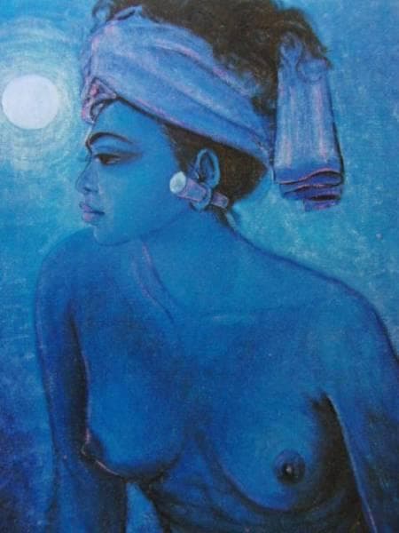 ALIMIN（アリミン）、月光を浴びるバリの乙女、希少大判画集画