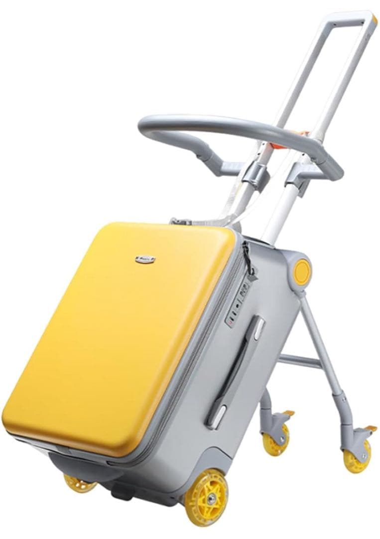 子供が乗れるキャリーケース クッションシート付き乗れるスーツケースイエロー 新品 NORICCO（ノリッコ） クーポンで14,800円 おしり痛くないクッション付