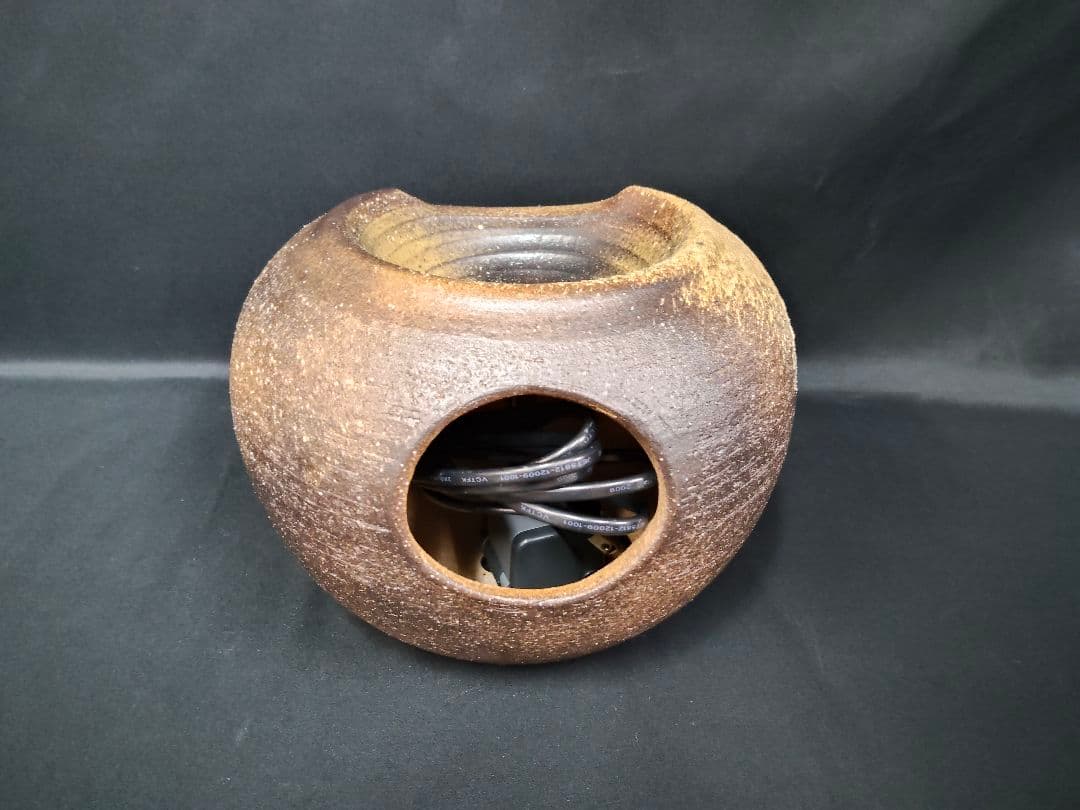 動作確認済】信楽焼 陶器製つくばい 電動 水循環 室内用 水琴窟/蹲