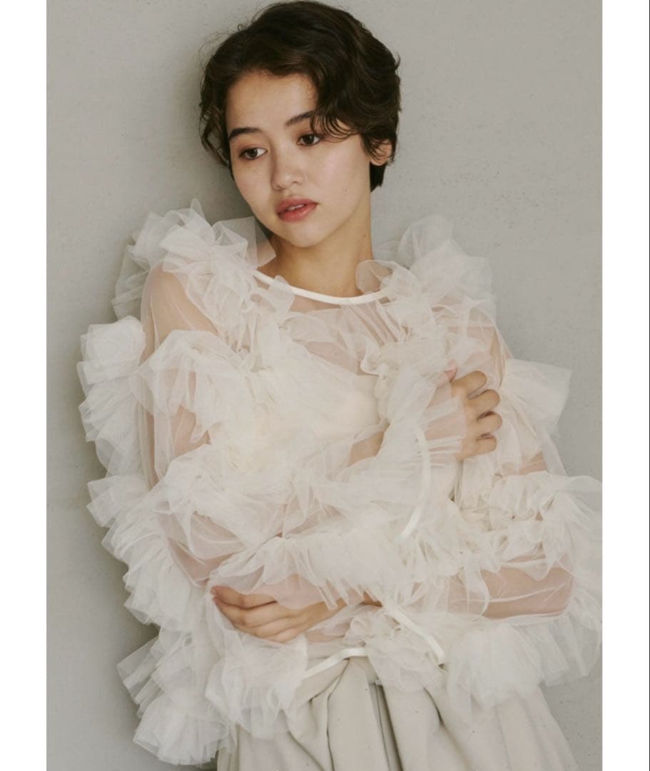 【NOTREemor】tulle veil tops アイボリー NOTRE emor（ノートルエモア） ブラウス シャツ tulle veil tops