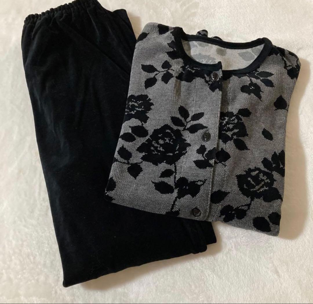 ジョワイユ　エトワール海渡　ベロア　ローズ　薔薇　パジャマ　前開き　LL