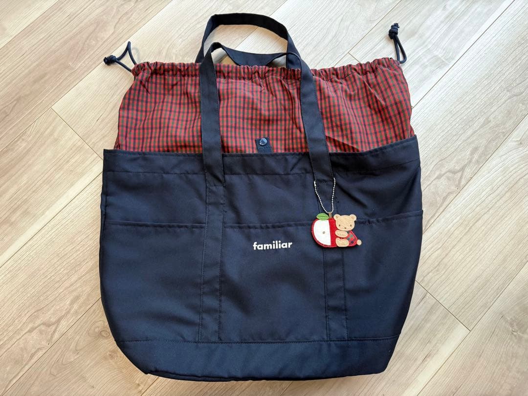 familiar マザーズバッグ 赤 チェック