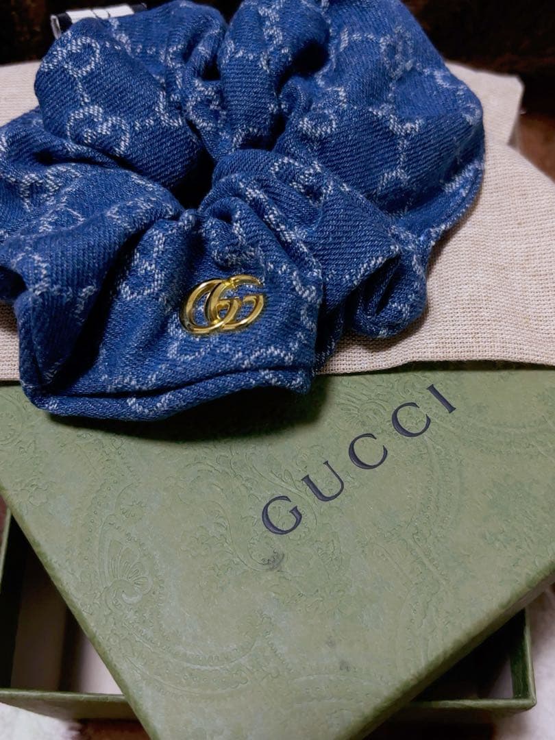 GUCCI ネイビー GGパターン シュシュ - メルカリ