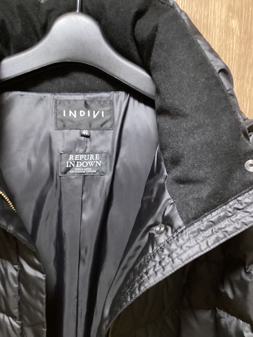 24AW 美品インディヴィ【洗える／撥水】ミドル丈ウォッシャブルダウン