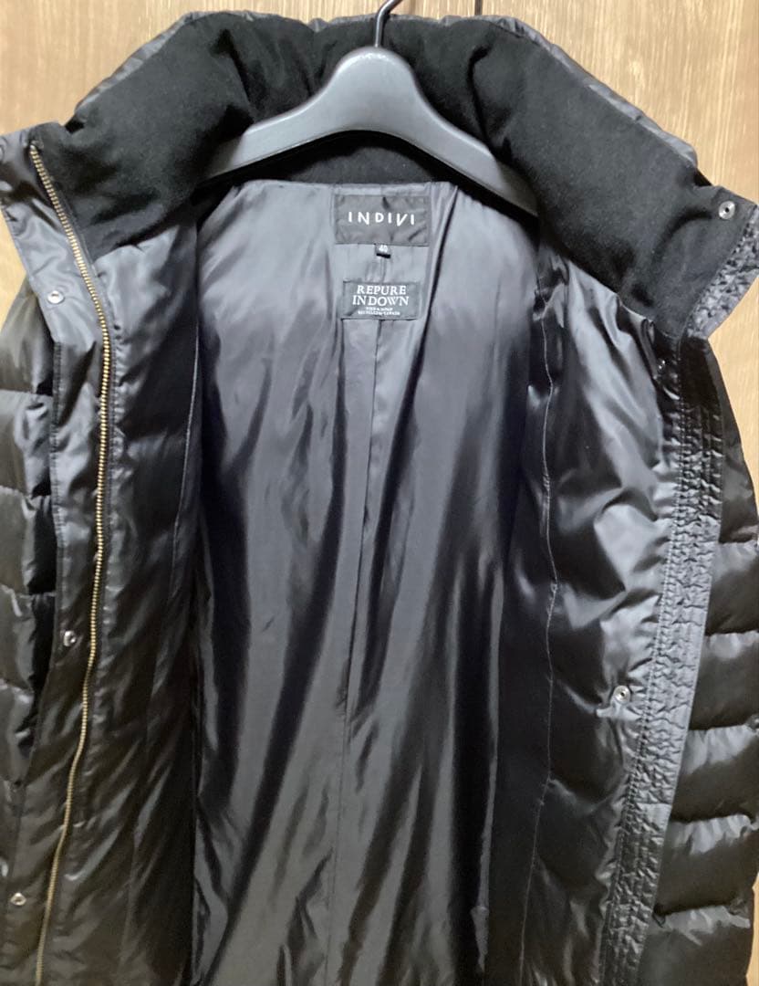 24AW 美品インディヴィ【洗える／撥水】ミドル丈ウォッシャブルダウン