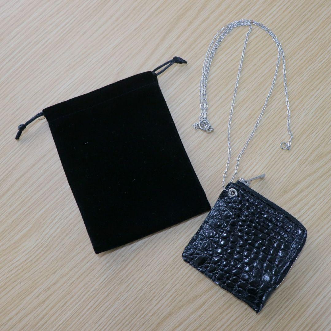 小物 Portaille chain coin case CROCO_black