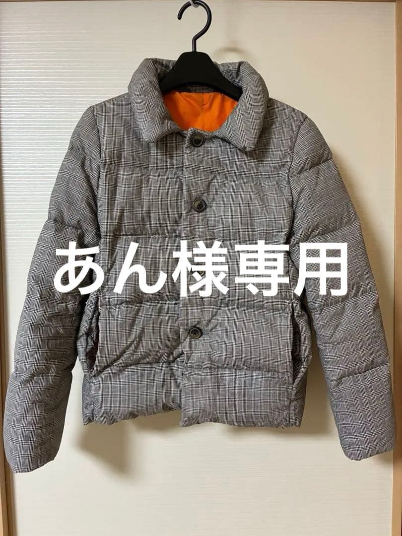 あん45RPMダウンジャケット_レディースグレー＆オレンジ_サイズ2