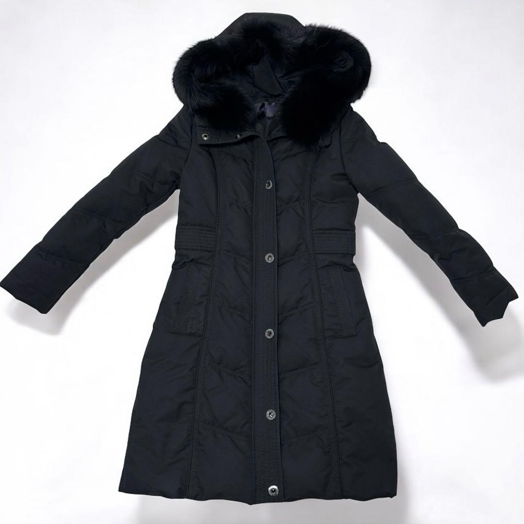 美品 ルイルエブティック フォックスファー付き ロングダウンコート ブラック S