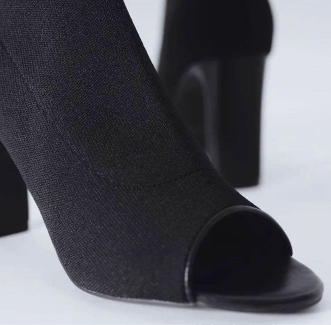 鈴木亜美プロデュース オープントゥ ニットブーツ ソックスブーツ S