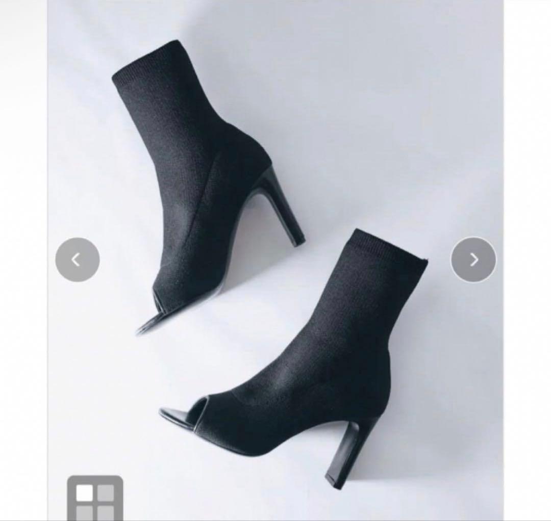 鈴木亜美プロデュース オープントゥ ニットブーツ ソックスブーツ S