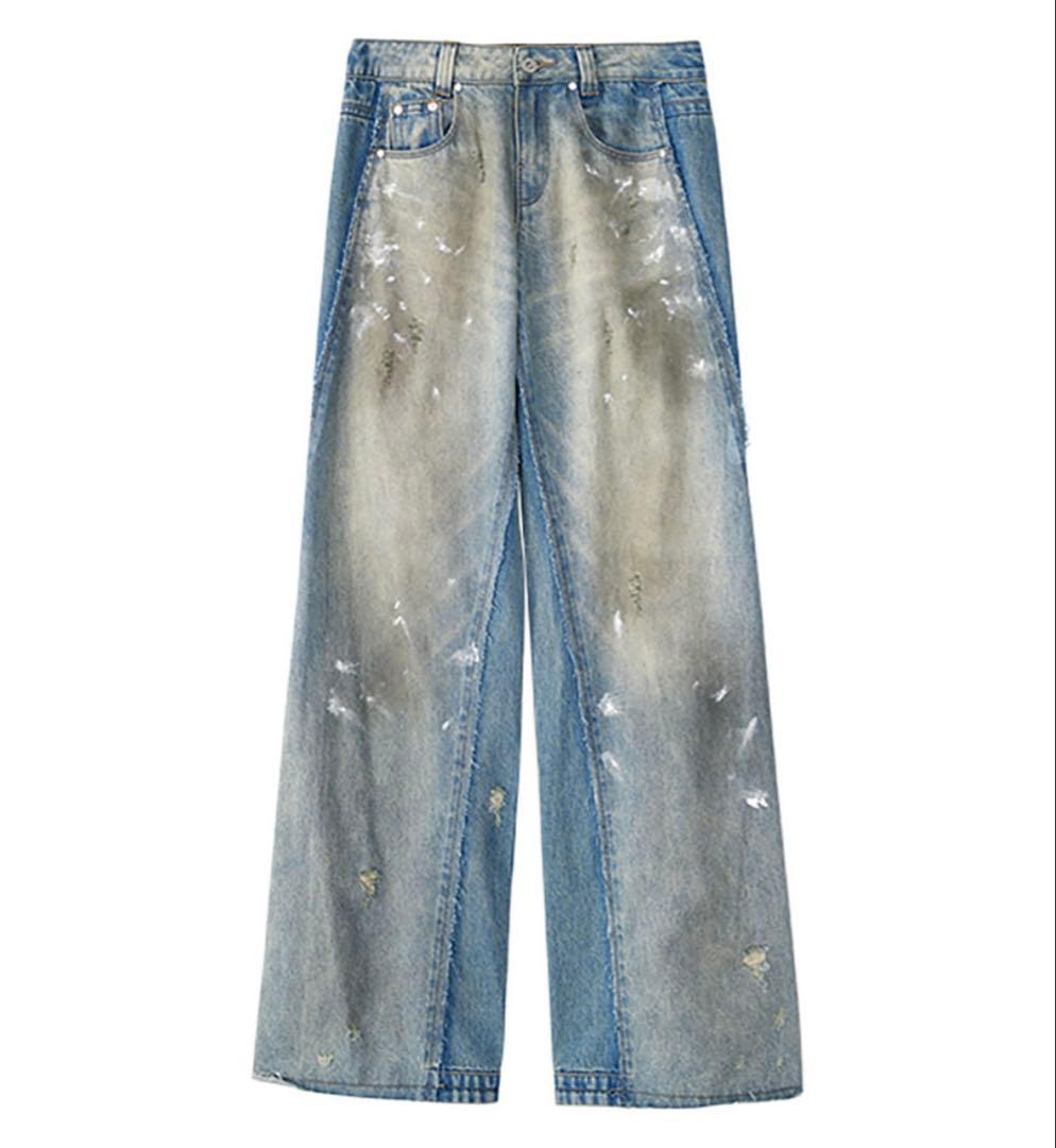 ペイント加工 ワイドデニム