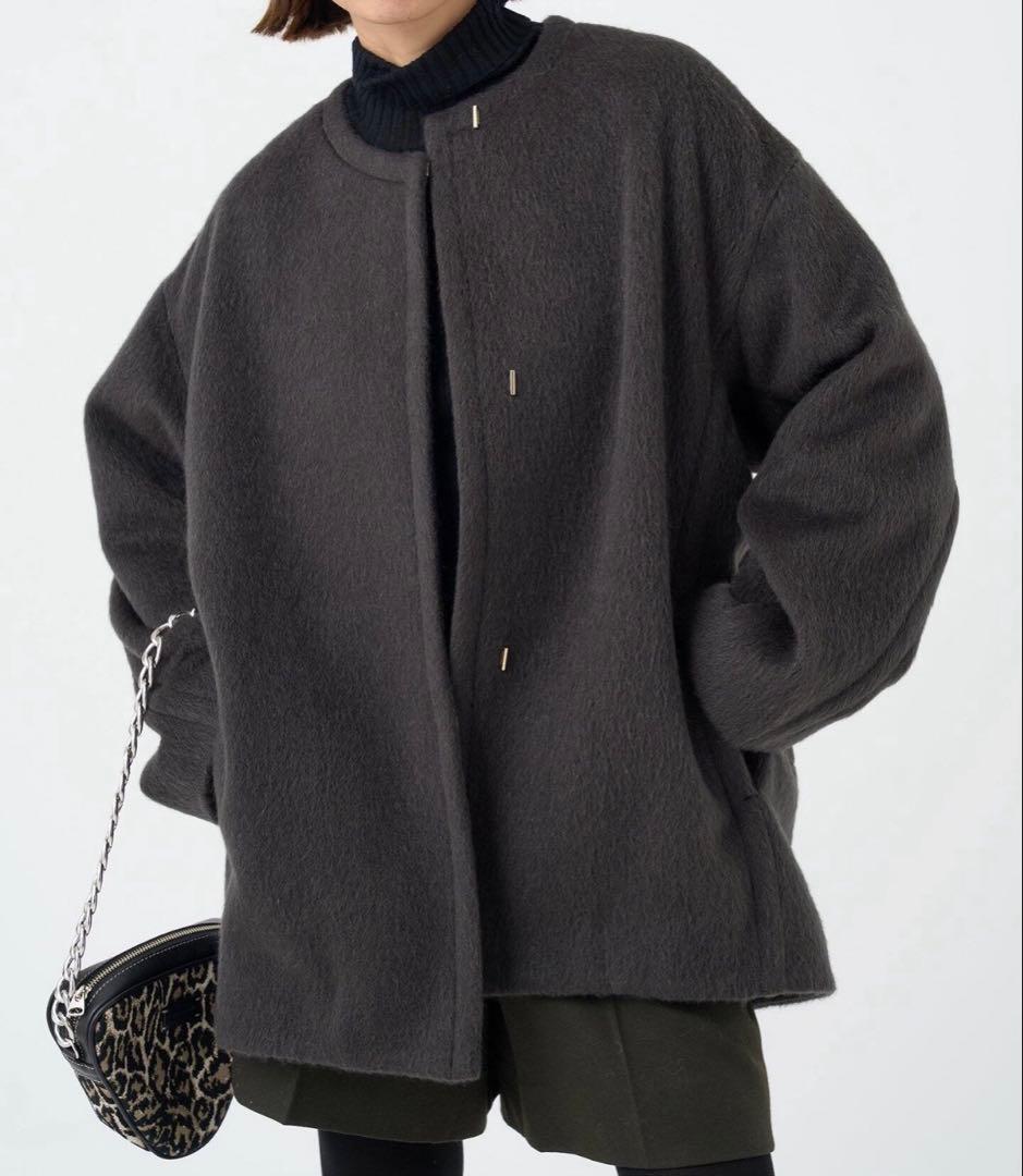 イエナ IENA モヘアシャギーハーフコート 38 グレー