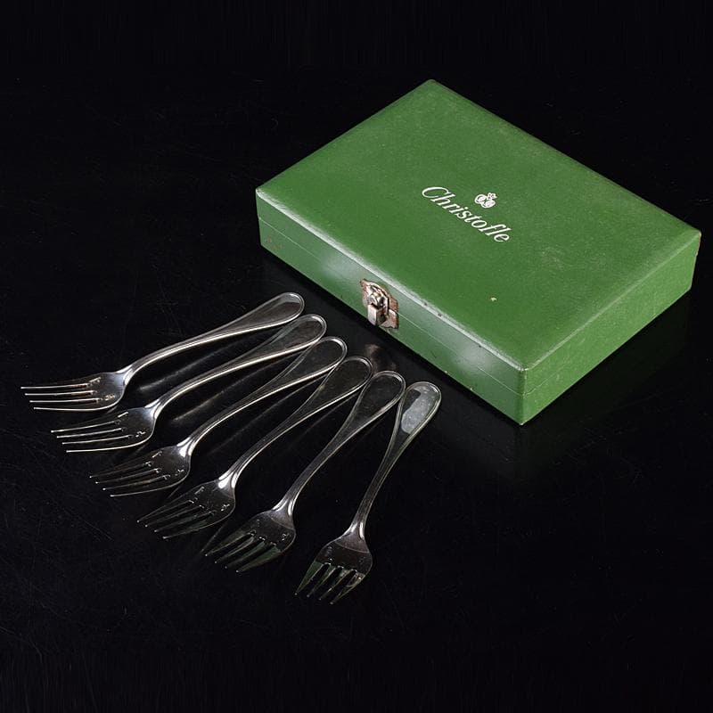 カトラリー　フランス製　クリストフル　フォーク　6点　箱付　V　7015