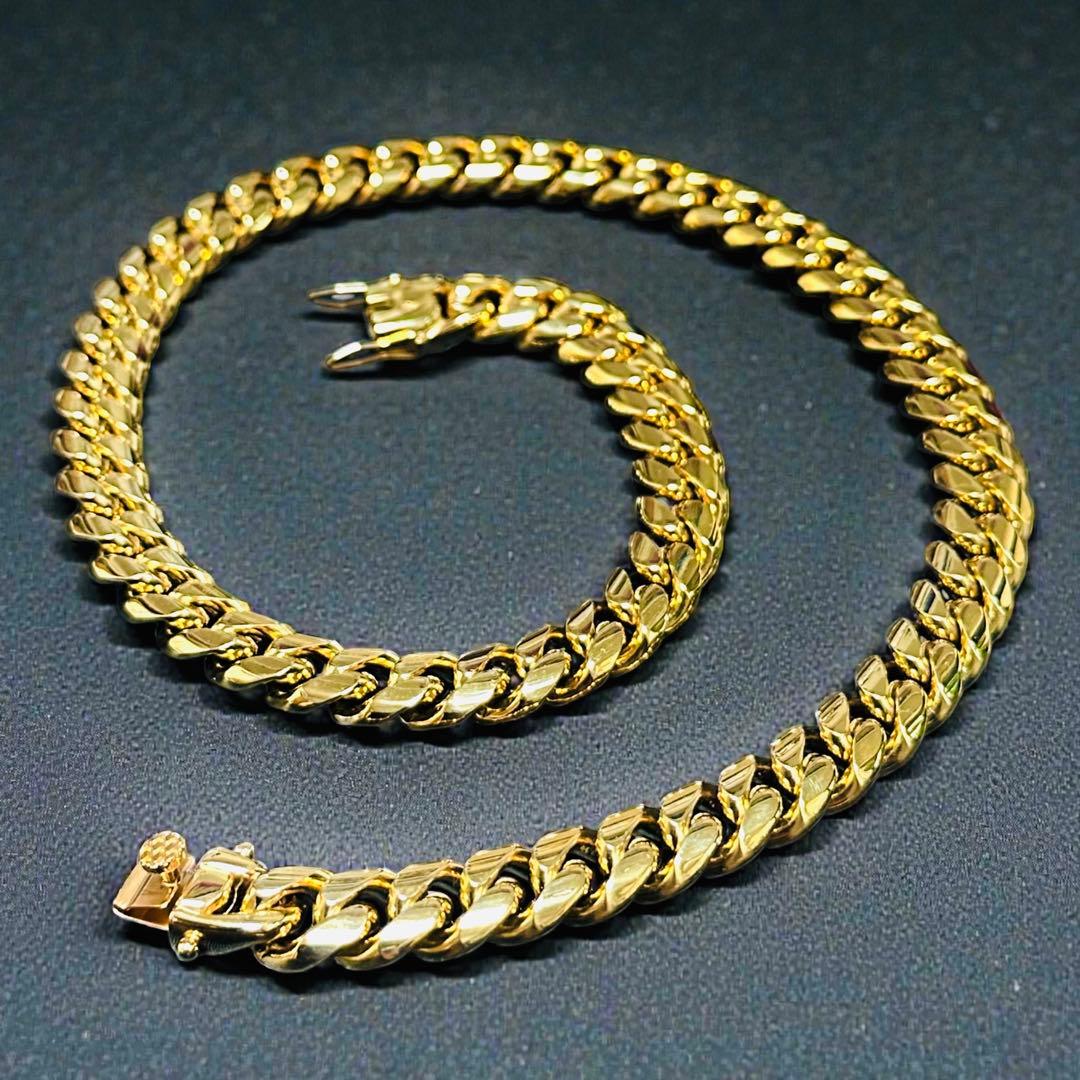 喜平ネックレス 50cm 幅12mm 18K刻印 ステンレス ゴールドチェーン