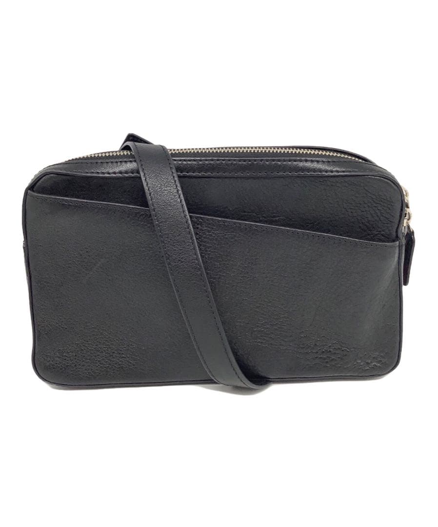 マザーハウス　リニア　レザーショルダーバッグ　ブラック