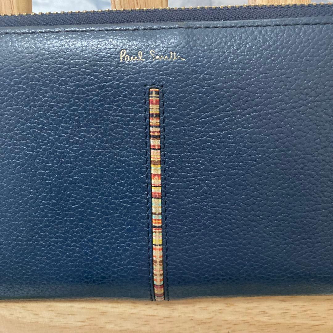 美品】Paul Smith ネイビー ラウンドジップ長財布 - メルカリ