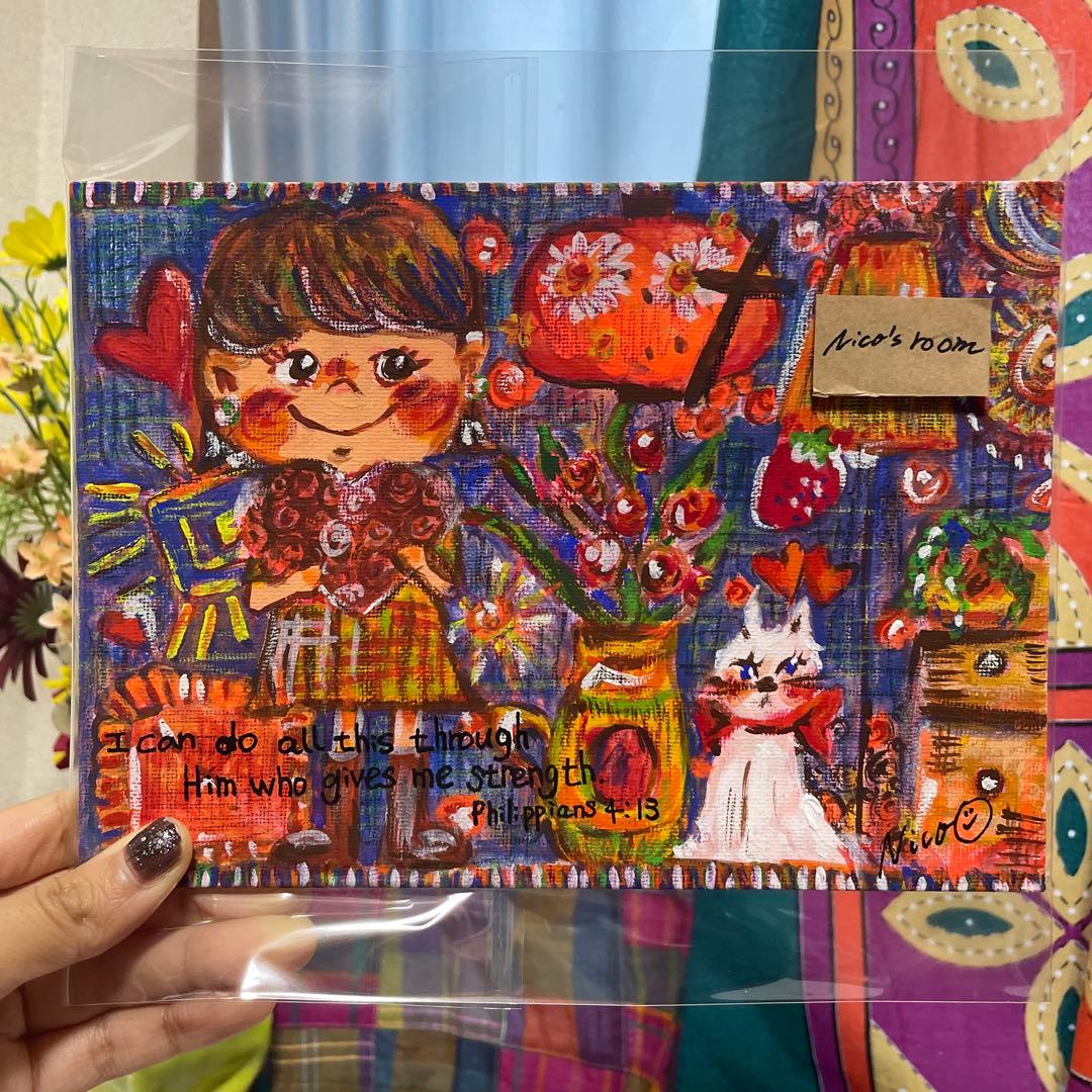 原画　アクリル画 絵画☆原画（1点限り）「水平線の向こう側」（アクリル水彩画 2021年10