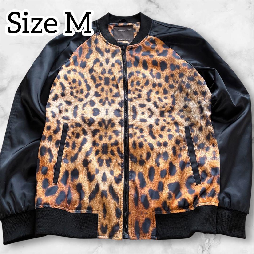 未使用級✨ZARA MAN レオパード柄 スカジャン M ブルゾン 総柄ラグラン