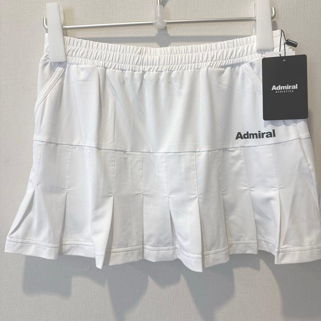 完売商品　新品　Admiral テニス プリーツスカート L ホワイト レイヤードプレスプリーツスコート ATMU008 – ADMIRAL