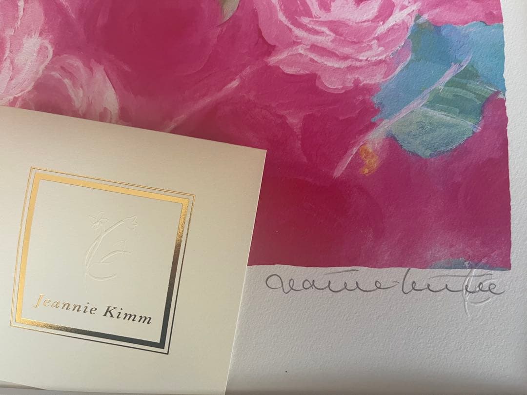 額入り版画 限定ジクレー ジニーキム バラ 花 現行品 サイン.ED.証明書