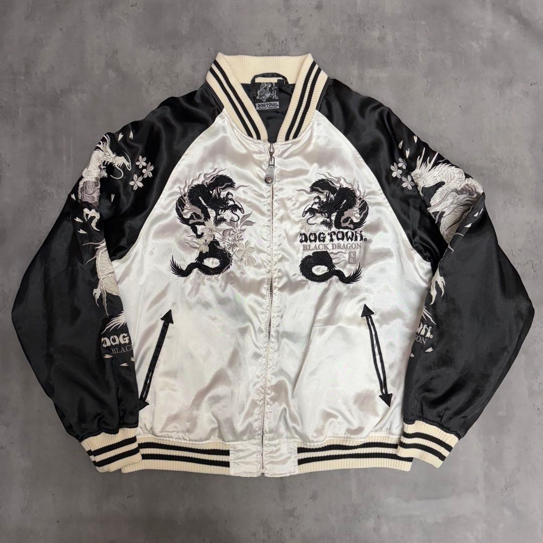 00s 初期 DOG TOWN 龍刺繍 サテン スカジャン ドッグタウン