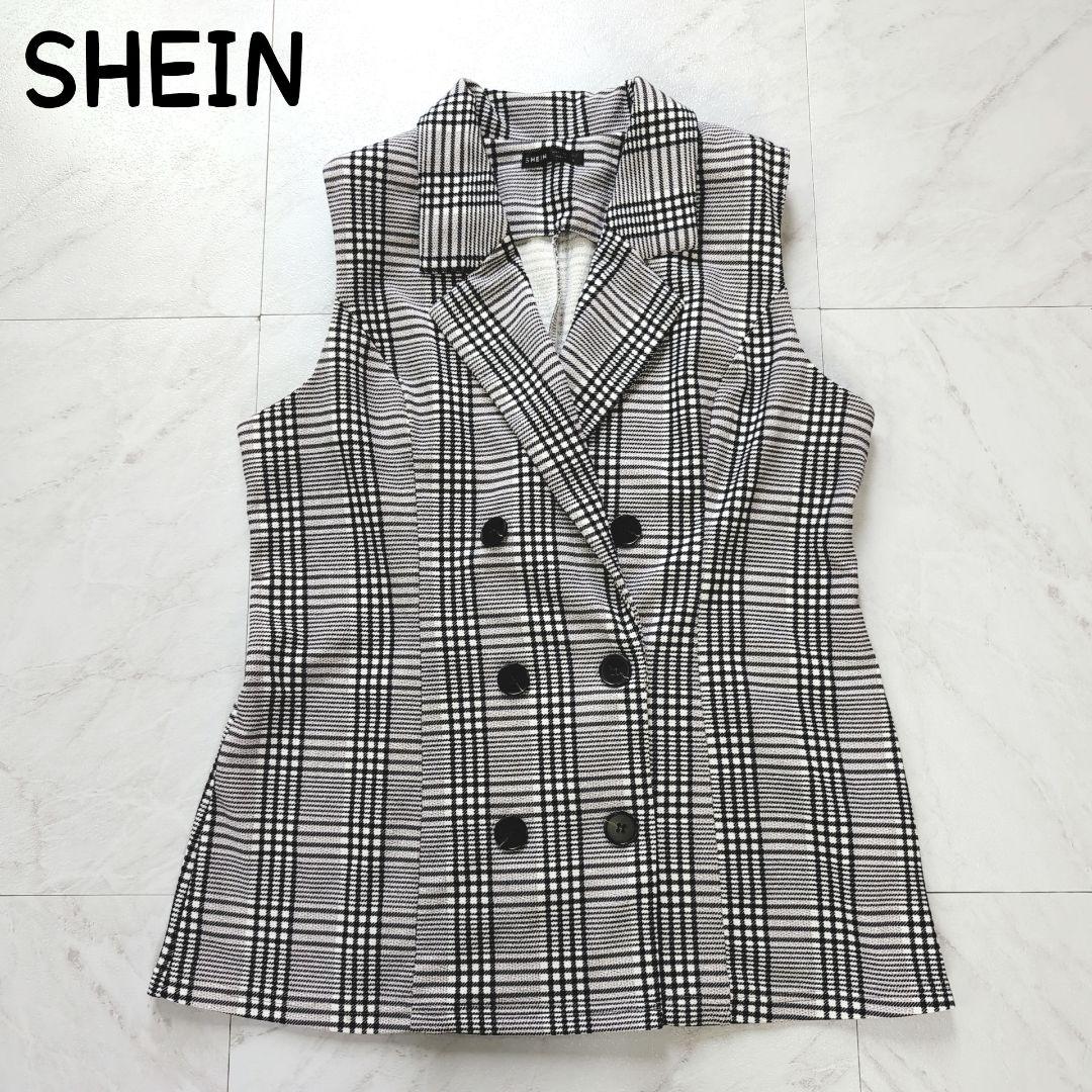 SHEIN チェック柄 ダブルブレストベスト XL - メルカリ