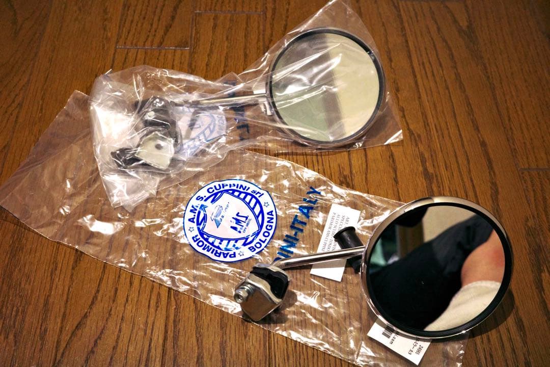 ベスパ　ミラー　ランブレッタ 丸ミラー ボルト固定式　カウルミラー クッピーニ