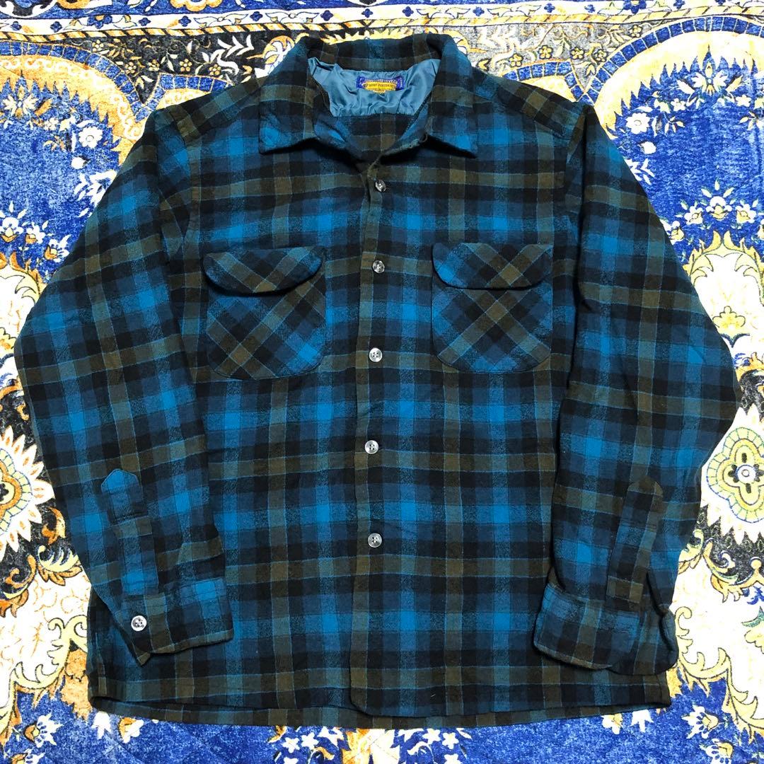 ペンドルトン　ボードシャツ　オンブレ　60s ブルー