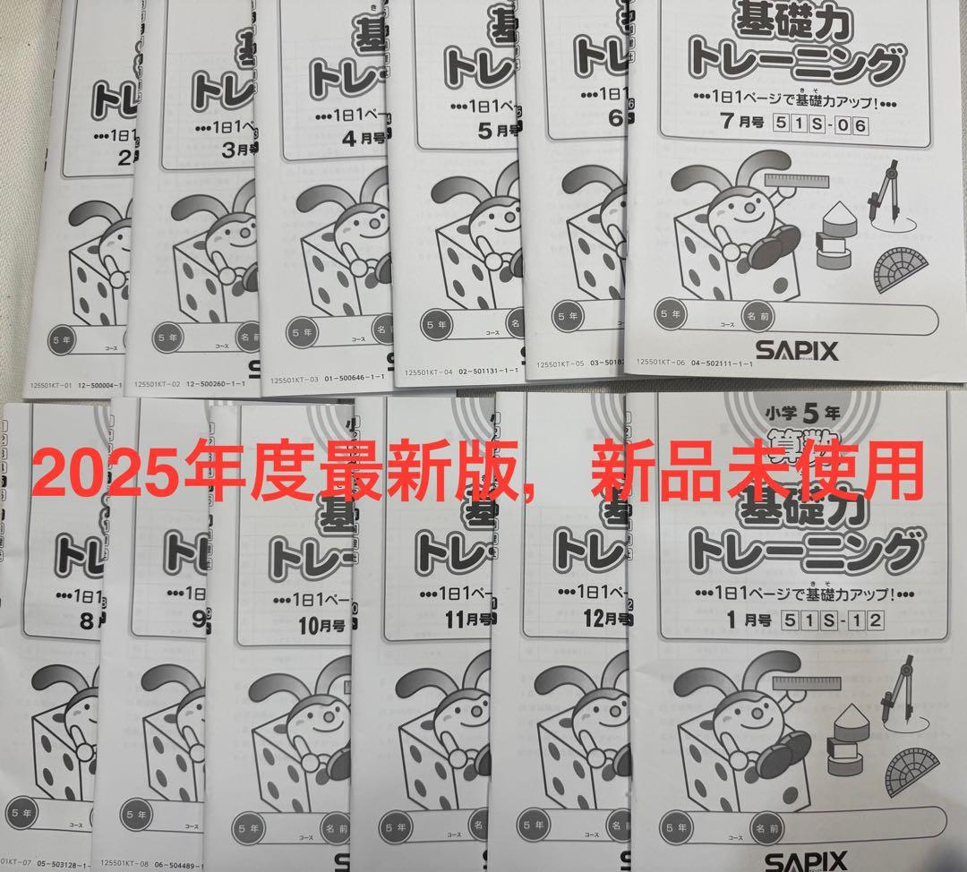 サピックスsapix 算数　基礎力トレーニング　5年　12冊　新品未使用