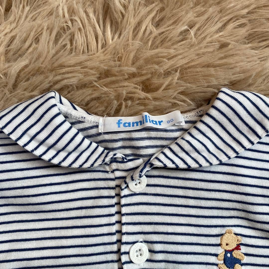 ファミリア セーラー襟 ロンT ボーダー りんご 刺繍 80 - メルカリ