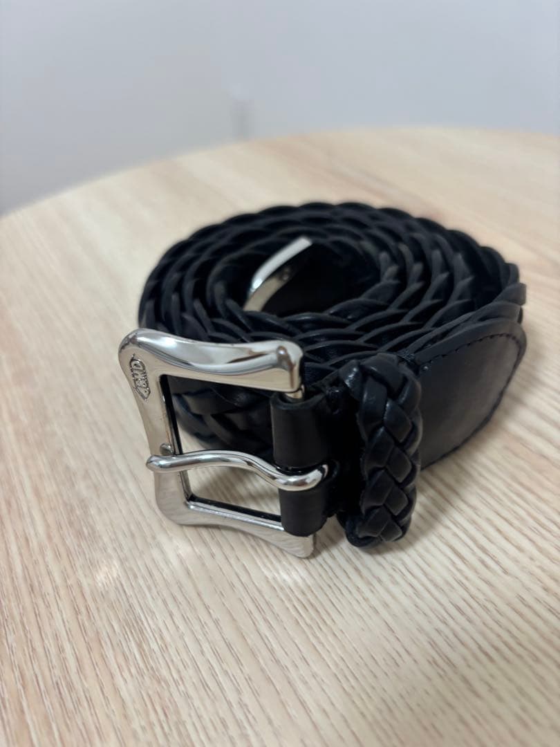 J&M DAVIDSON 編み込みベルト ブラック 80サイズ