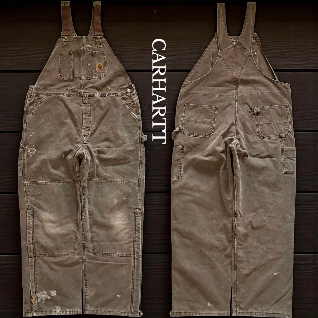 USA製90s carhartt ダブルニーオーバーオール XXLサイズ相当 90年代 Carhartt カーハート ダック地 ダブルニー オーバーオール