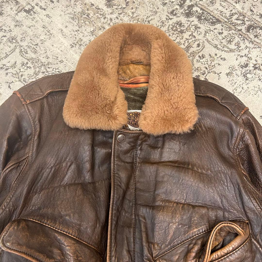 HARLEY-DAVIDSON G1 レザーフライトジャケット 襟ボア ライナー - メルカリ