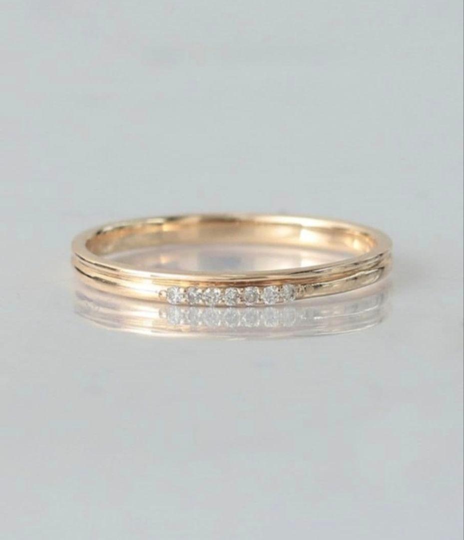 極美品】ノワールドプーペ K10 ダブルライン ダイヤモンド リング9号