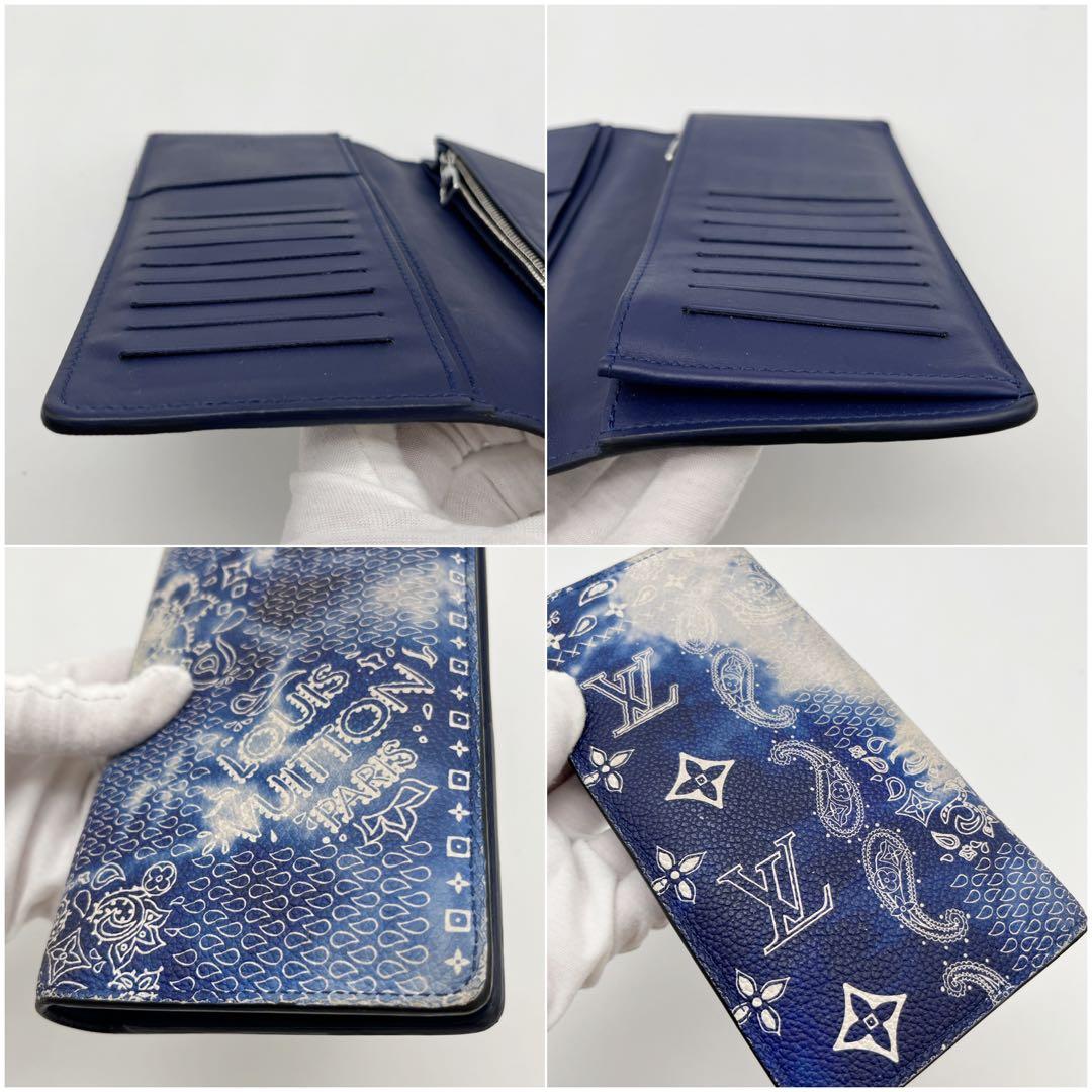 ルイヴィトン ポルトフォイユ ブラザ 長財布 バンダナ 青 希少2022限定