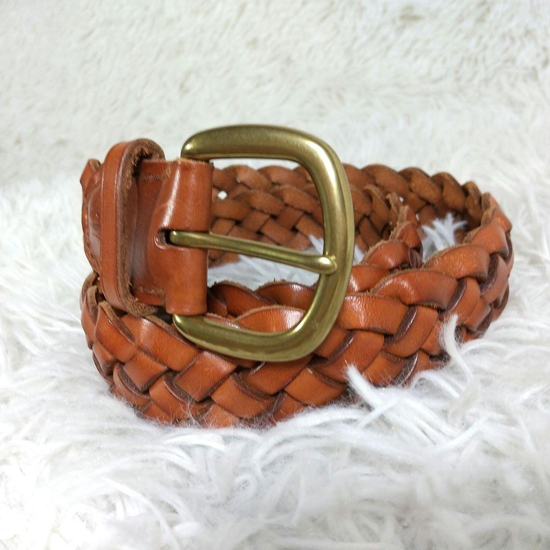 ポロラルフローレン レザー メッシュベルト 真鍮 ライトブラウン