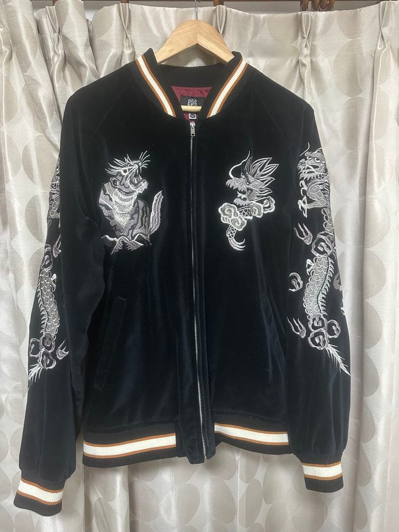 朧 ベルベット スカジャン 黒