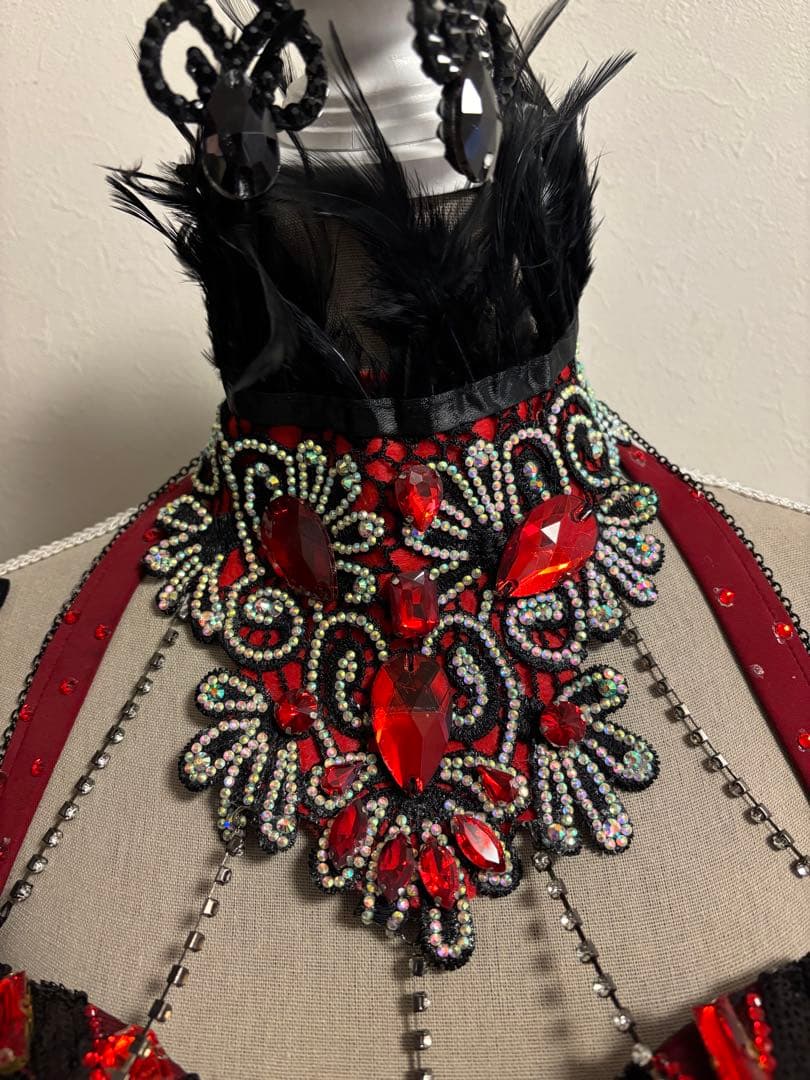 bbb様専用＊エジプト製＊ベリーダンス 衣装セットアップ (赤と黒