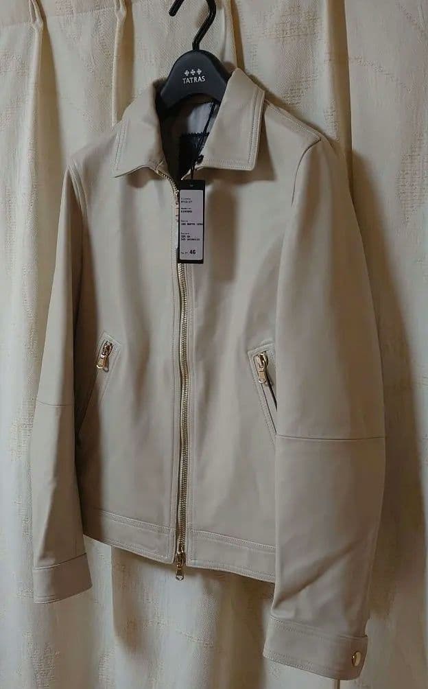 エンメティ GIACOMO 46 襟付き グレージュ ゴールド ナッパ レザー EMMETI（エンメティ） EMMETI【エンメティ】襟付きシングルライダース